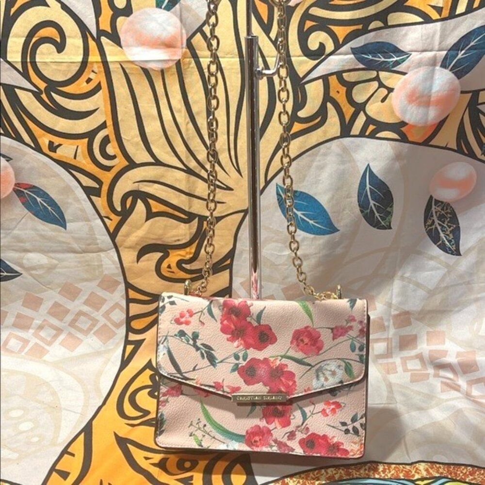 Christian Siriano Floral Crossbody Bag with Gold Chain